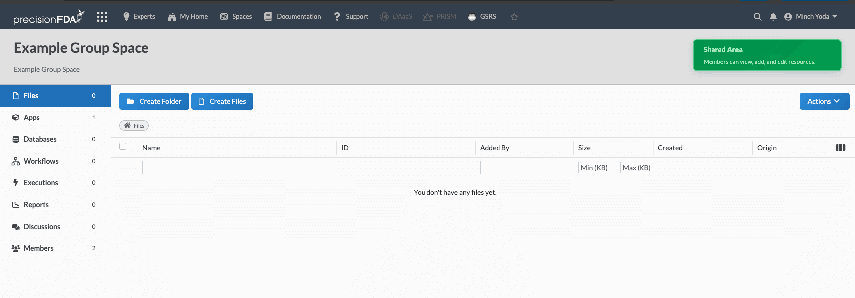 Active Group space with no content