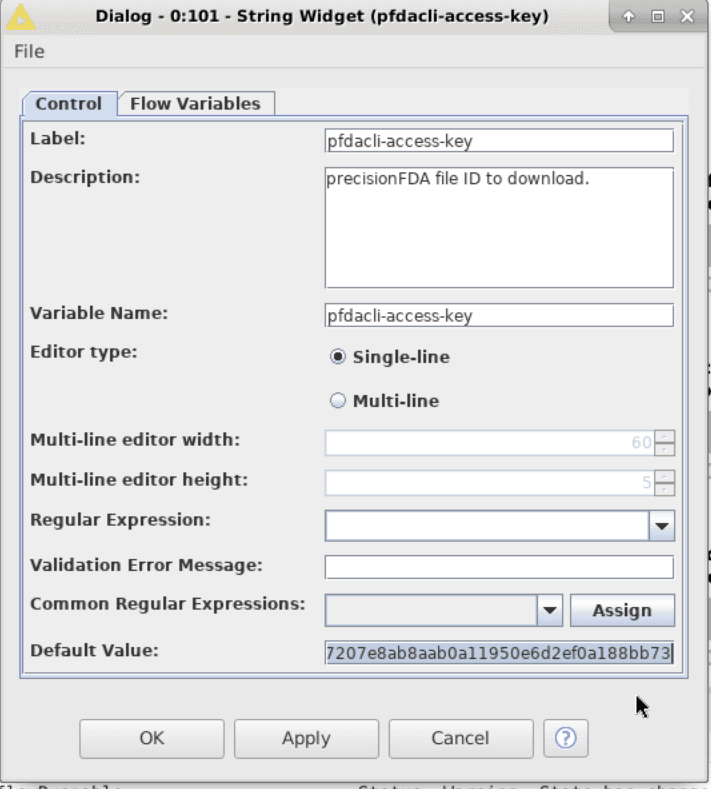 Configuring the pfdacli-access-key String Widget (2 of 2)