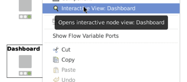 Dashboard node interactive view: data table