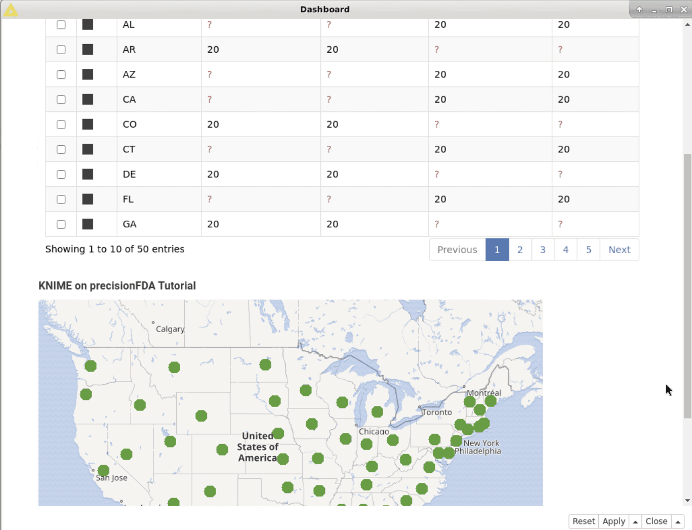 Dashboard node interactive view: geomap
