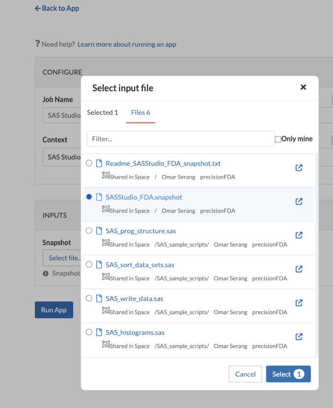 select file modal