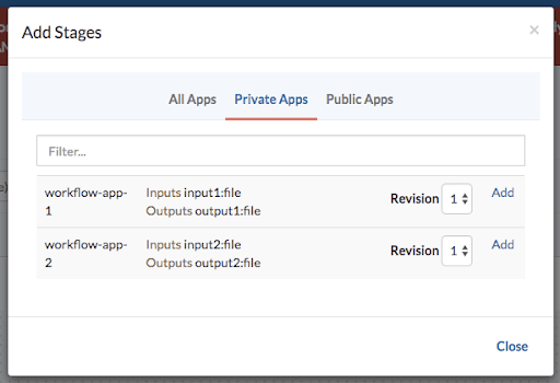 Add Stages modal popup