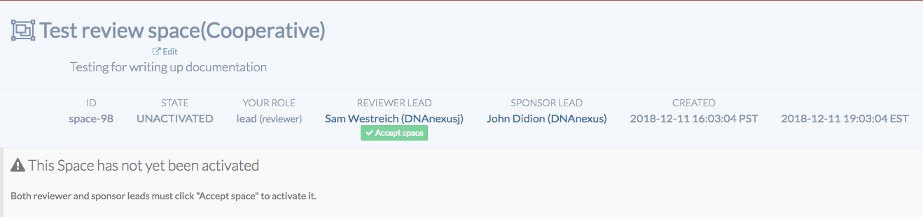 Inactive Test review space
