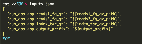 Script in inputs.json file